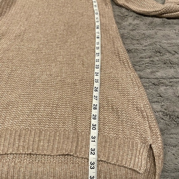 White House Black Market Wool Crochet Sweater Dress Cowl Neck Nude Medium - Picture 5 of 7